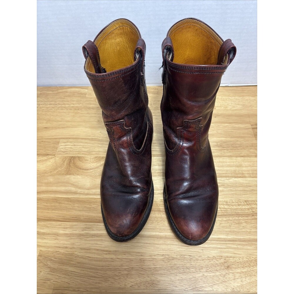 Frye Woman’s Mid Calf Boots Size 10 M Plum Brown Made In USA Leather Roper